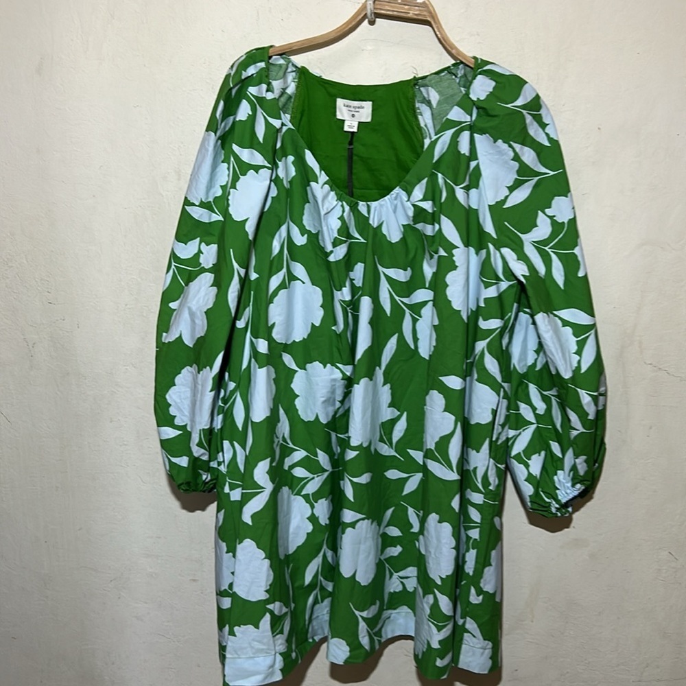 Kate Spade X Target Rose Poplin Green Long Sleeve Mini Dress Size Large NWOT - Picture 4 of 10